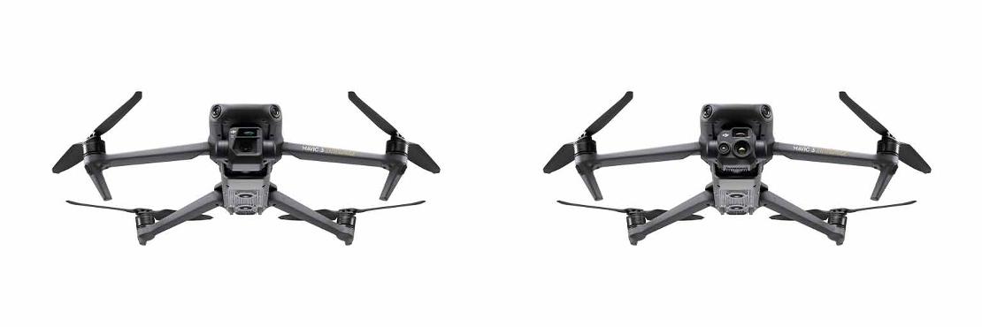 Side by side image of DJI M3 and M3 shown flying.T