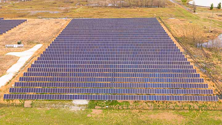 Solar array remote drone inspection.