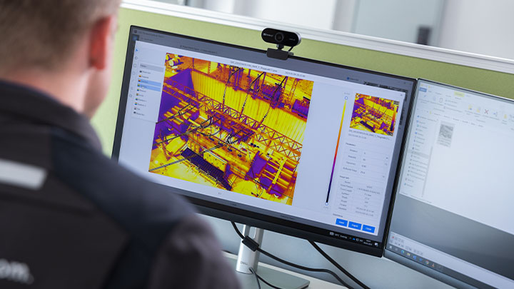 Thermal image from drone of energy infrastructure inspection